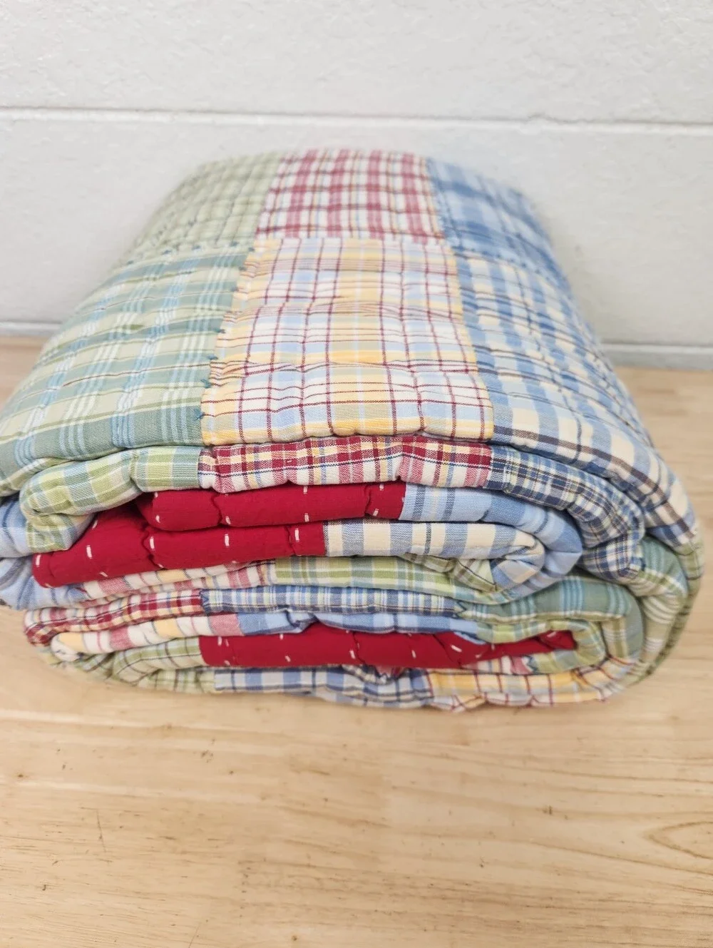 Pottery Barn Kids Laguna Plaid Patchwork Quilt Sz Twin Primary Colors Americana